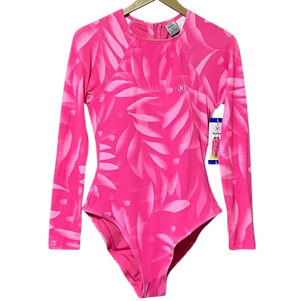 SOLD!!!!! Hurley Women’s Large Pink Long Sleeve One Piece Swimsuit NWT